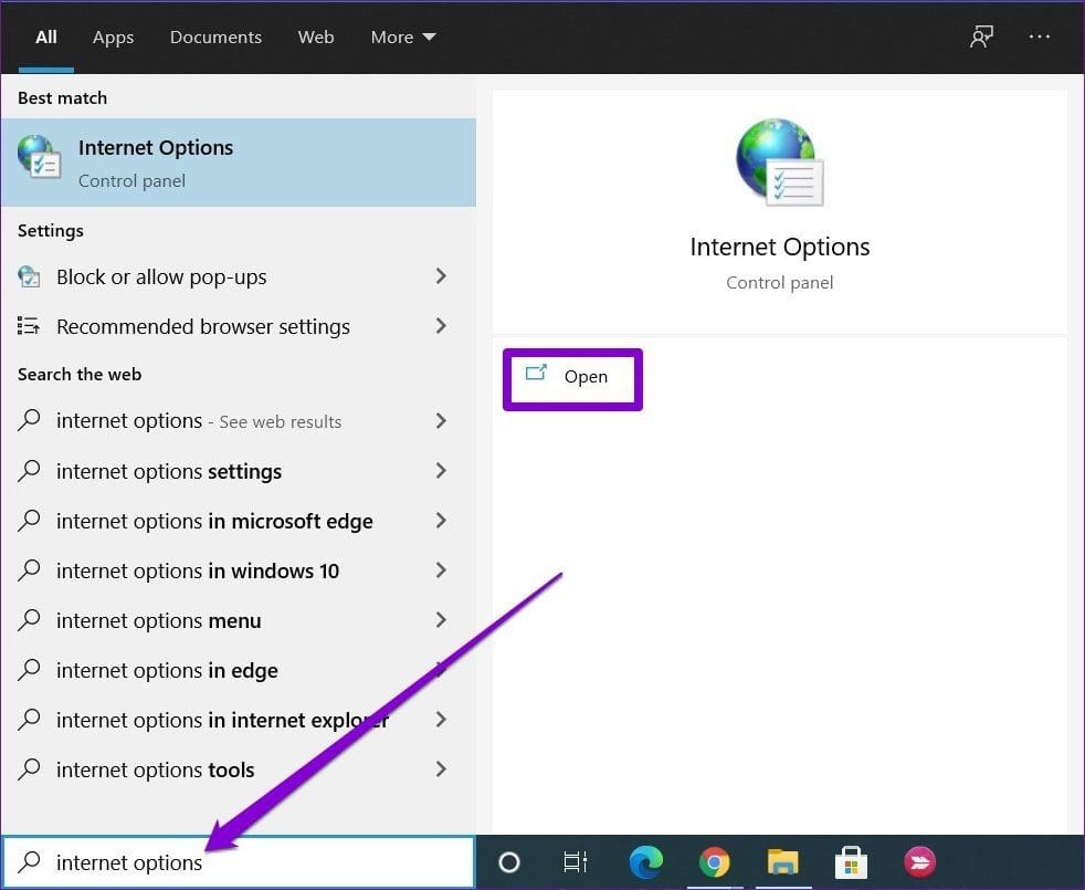 Internet Options