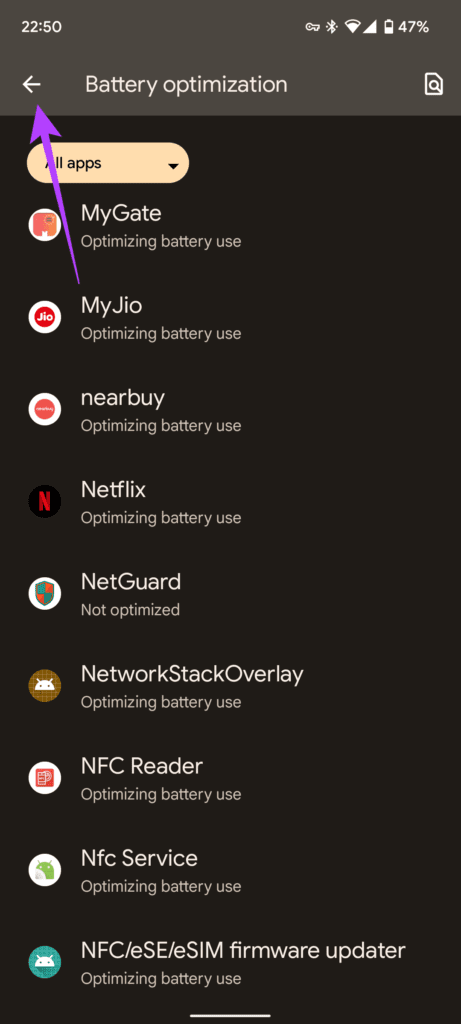 back button