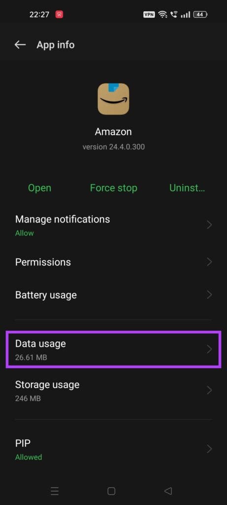 Data usage