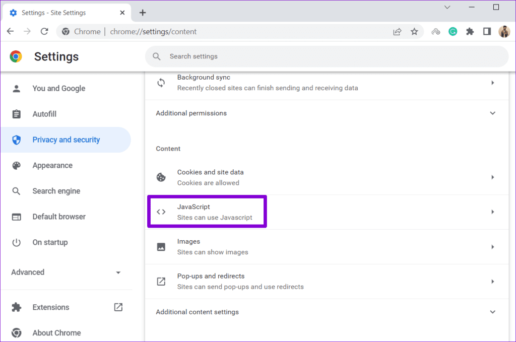 JavaScript in Chrome