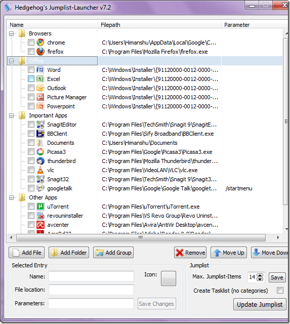 Jumplistlauncher