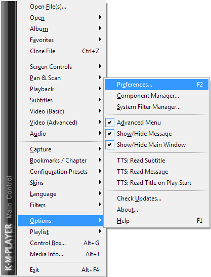 Kmplayer Options Preferences