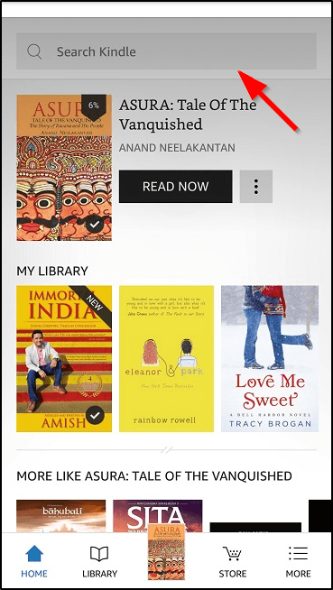 Kindle App Search Bar