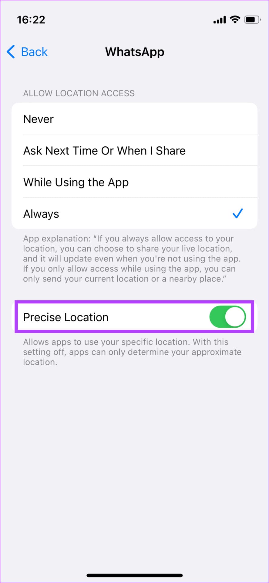 precise location