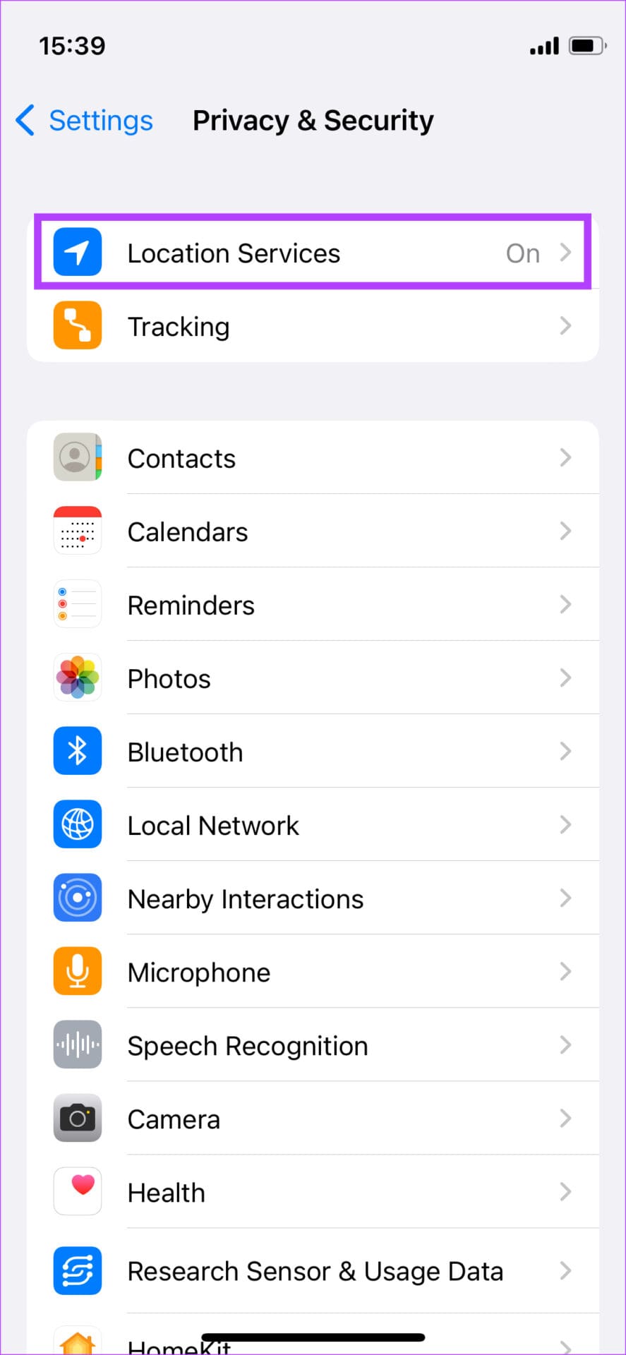 location services on iPhone