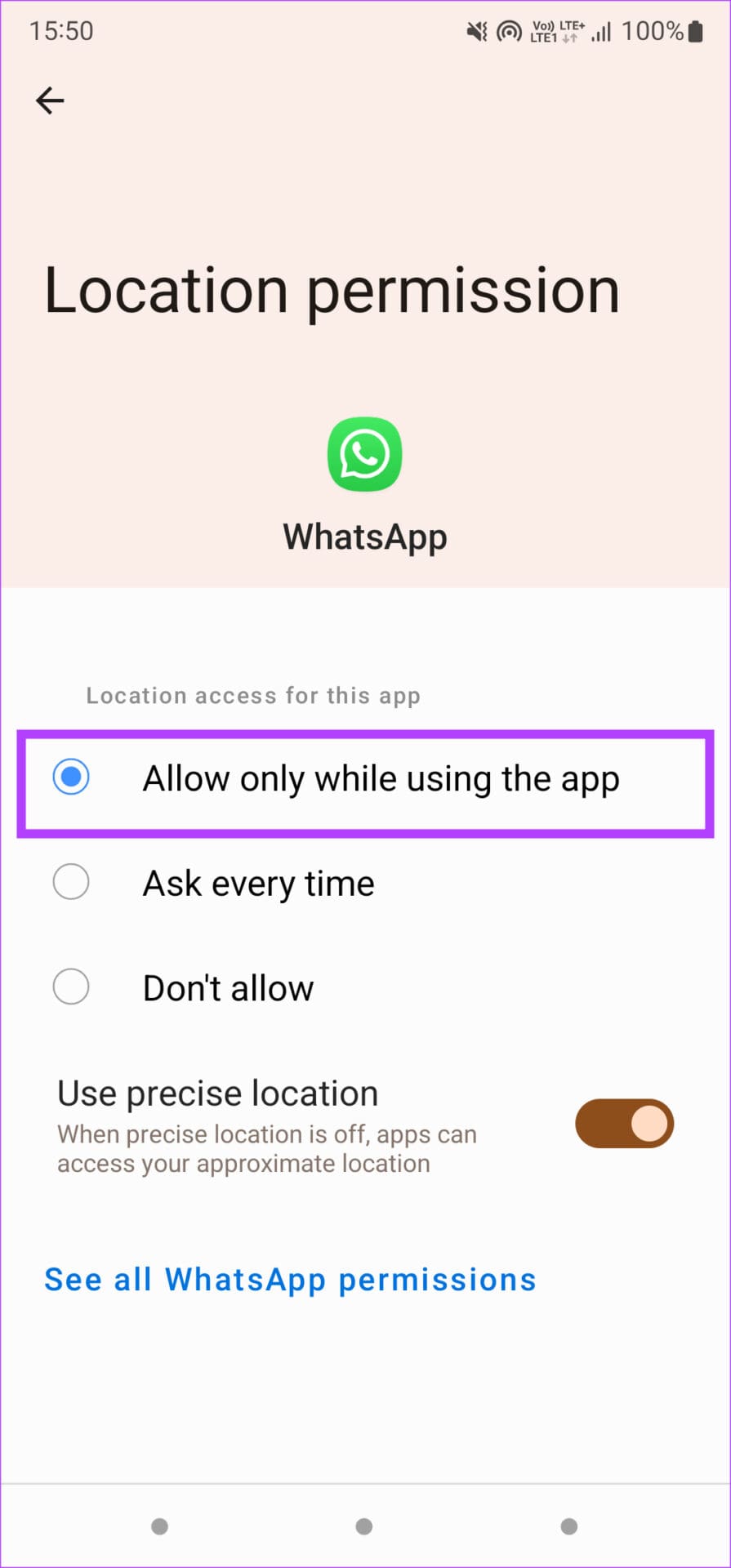 allow while using the app