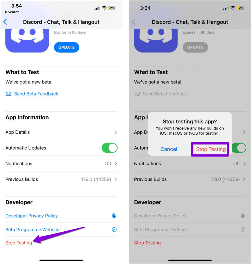 Leave Discord Beta on iPhone
