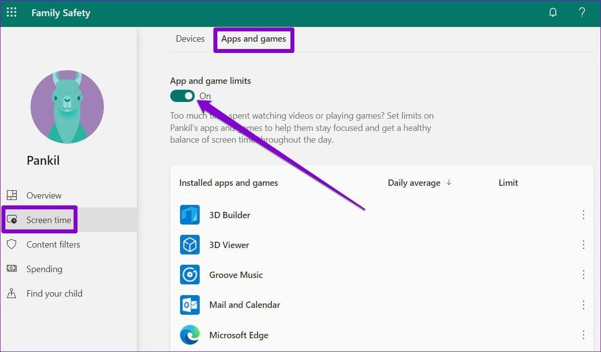 Limit Apps and Games