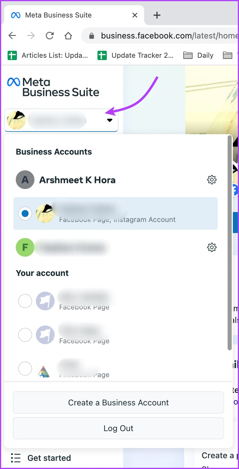 Select the Facebook Page for crossposting