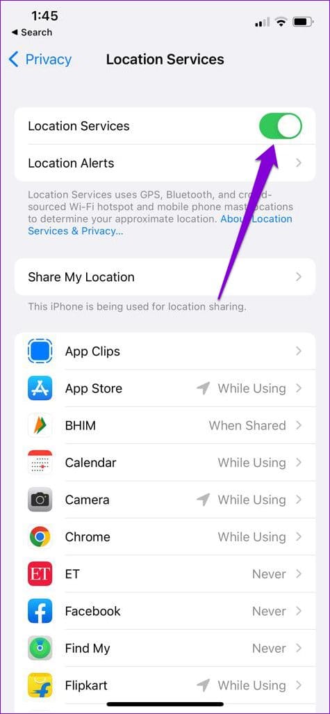 Location Services on iPhone