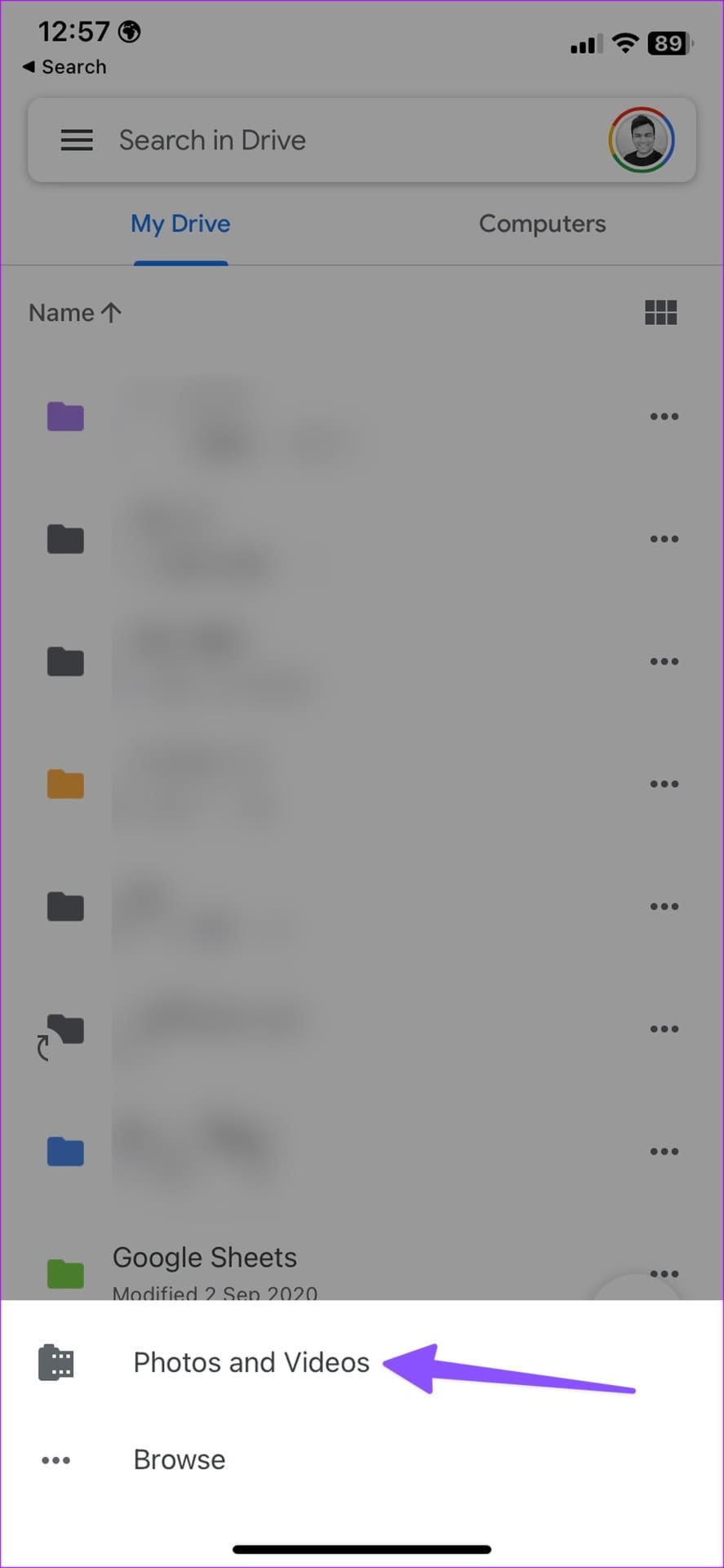 upload photos on google drive