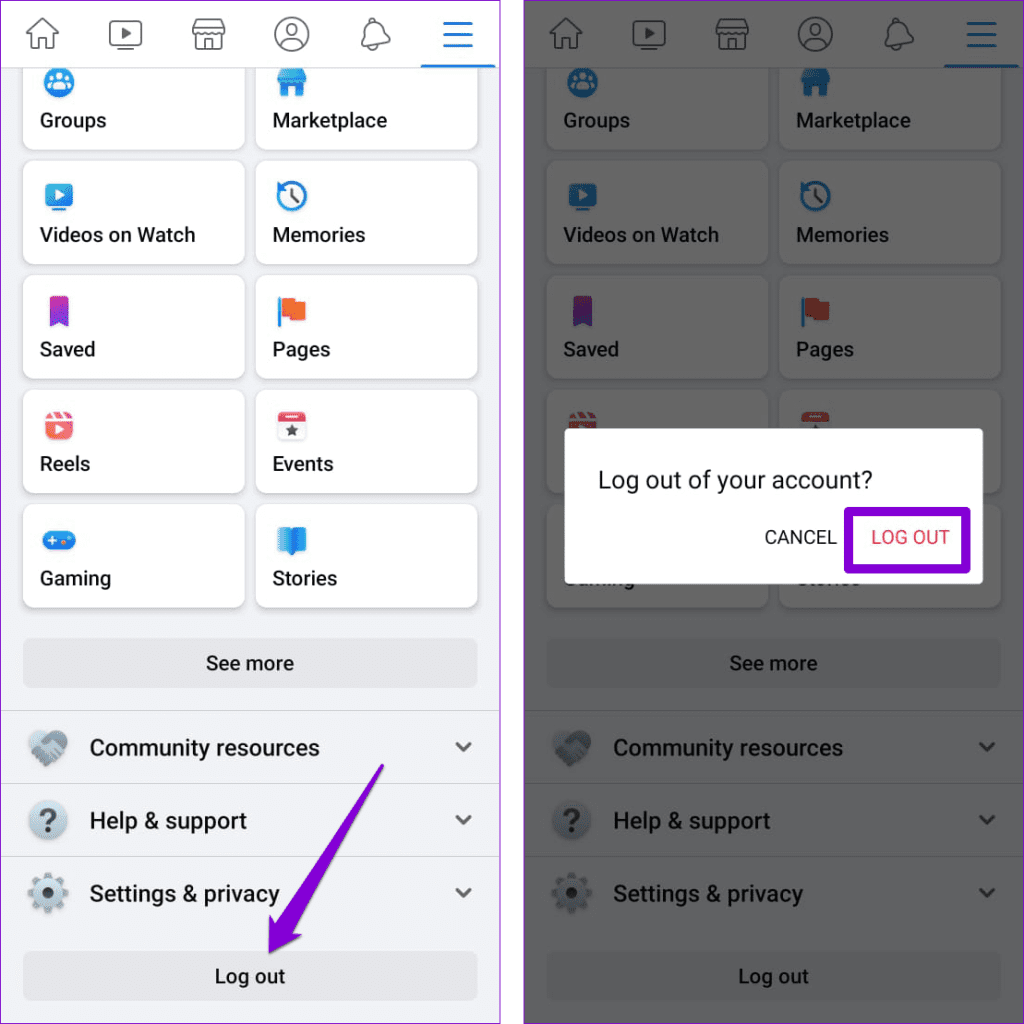 Log Out of Facebook App