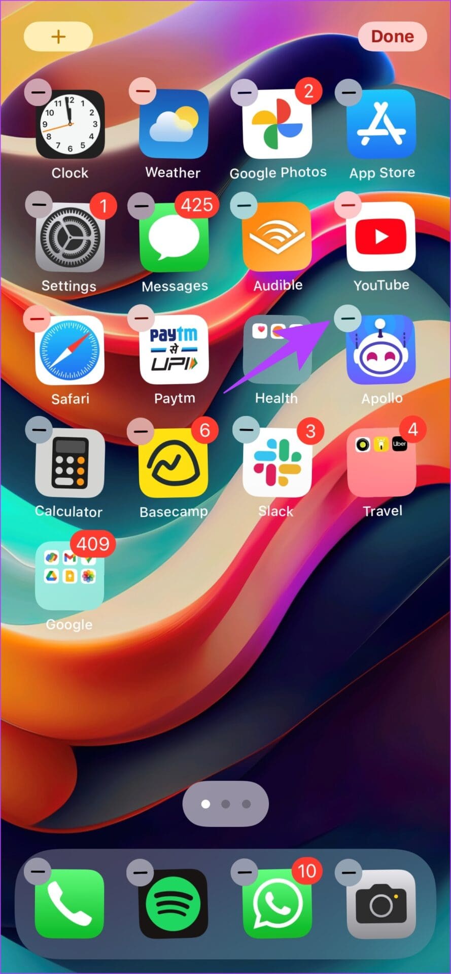 Long press on App Icon