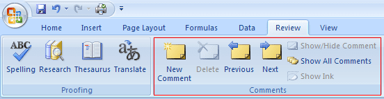 Msexcel Review Comments Tool