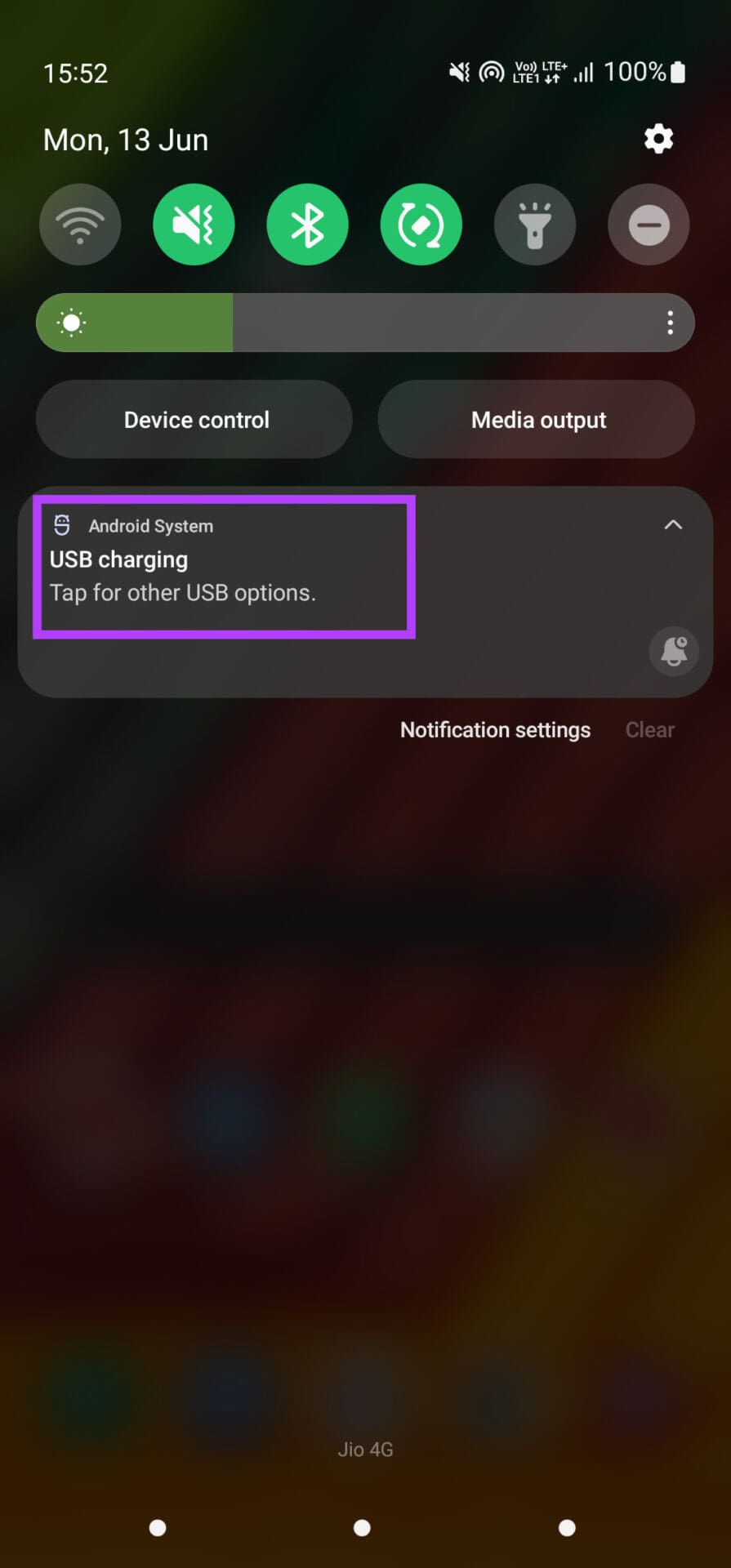 USB connection notification