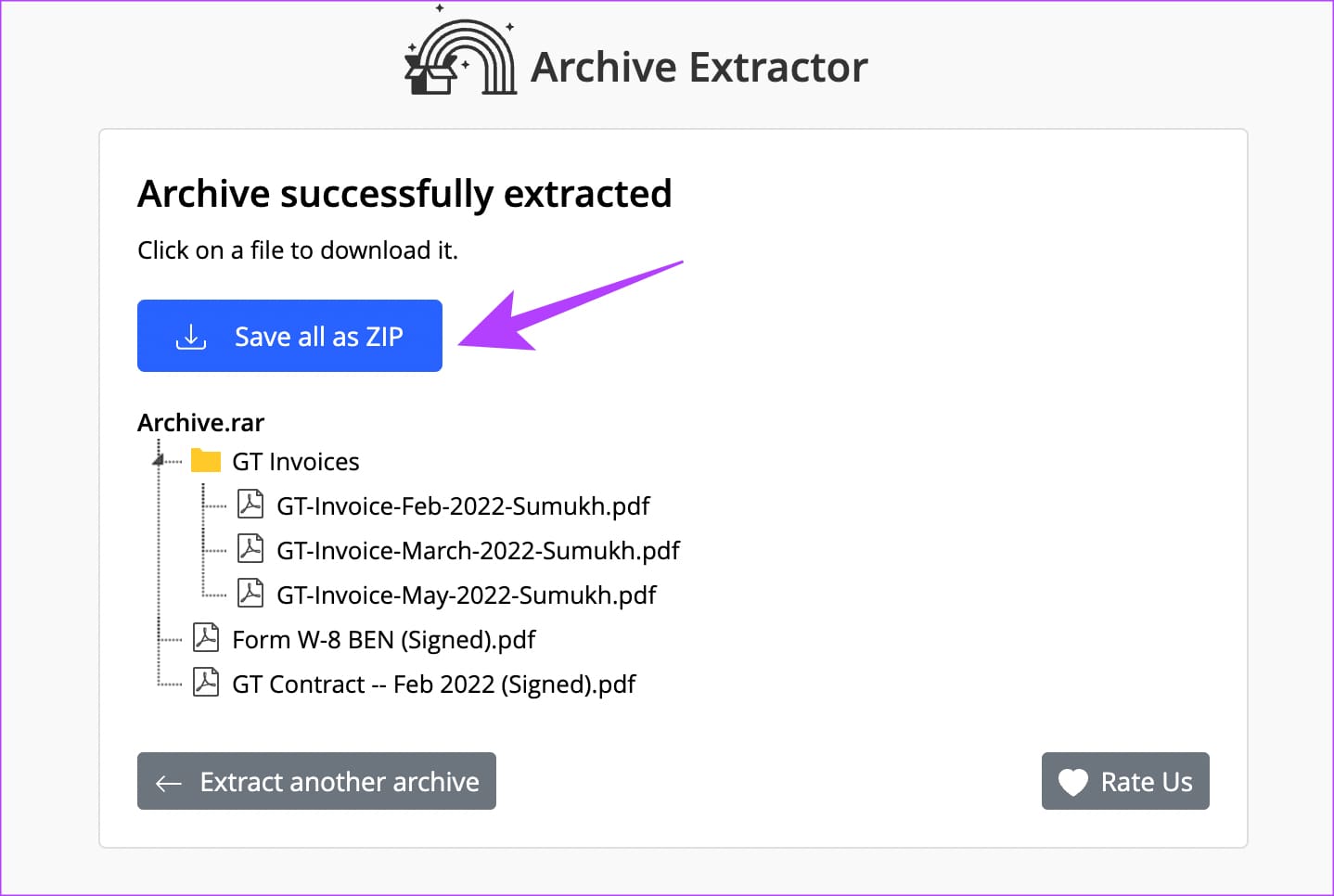 Open RAR file