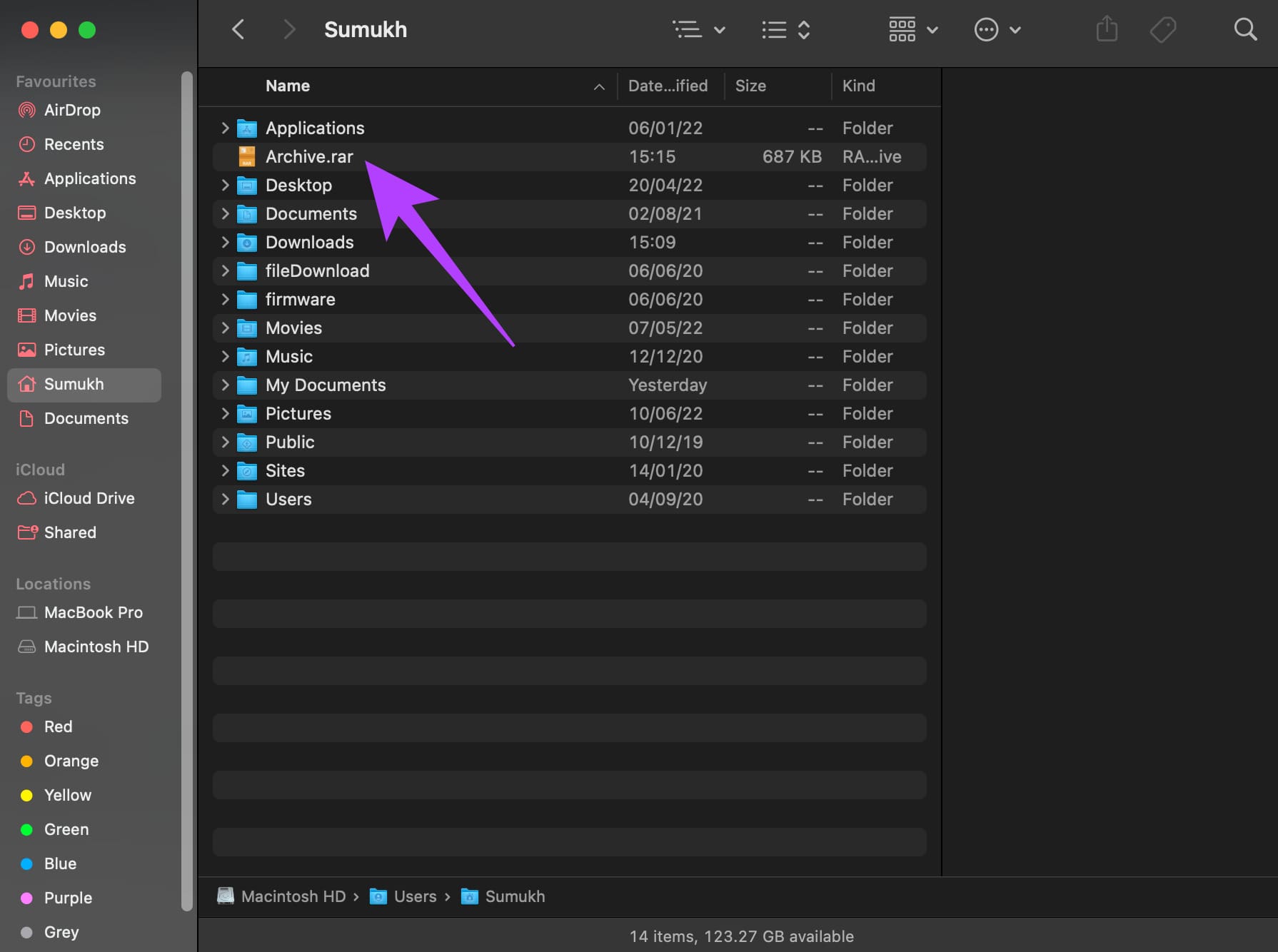 Find RAR file