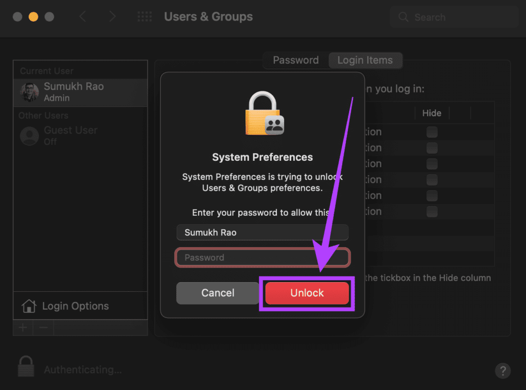 Unlock apps