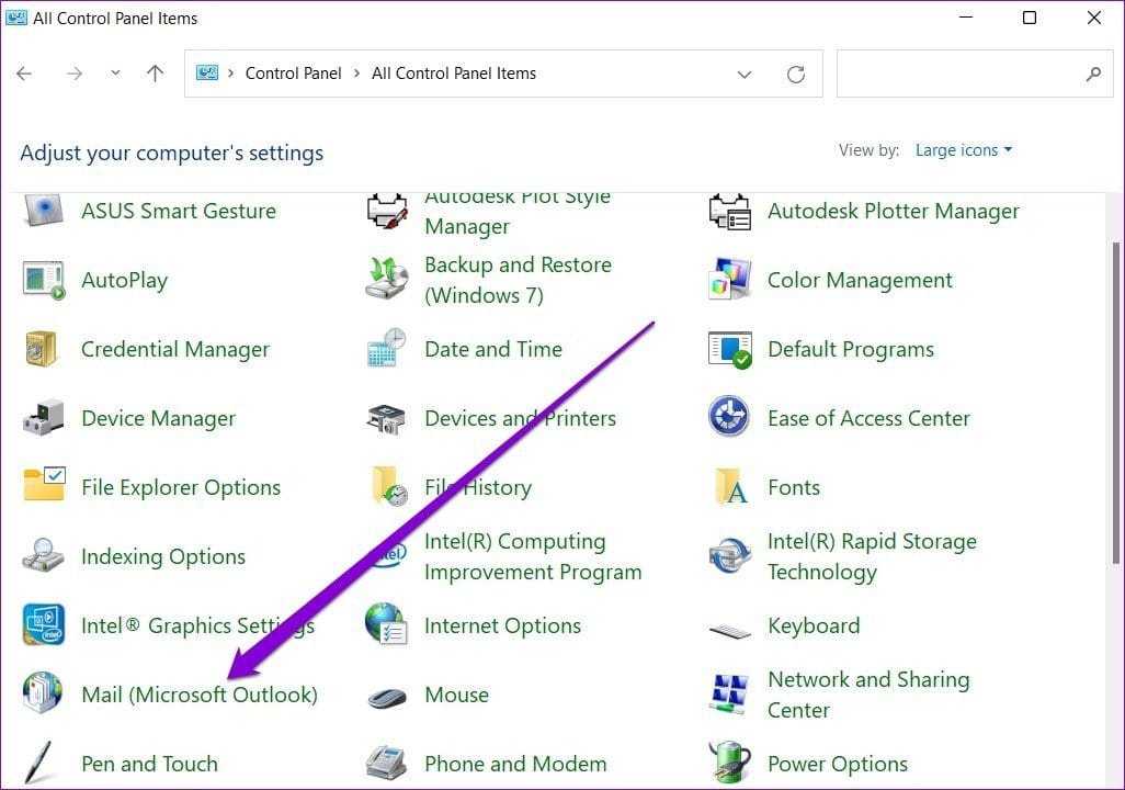 Mail Microsoft Outlook Settings on Windows