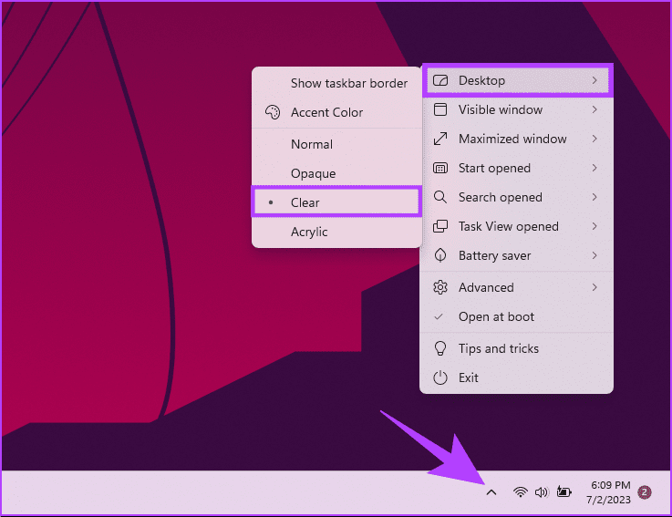 choose Clear from the sub-menu