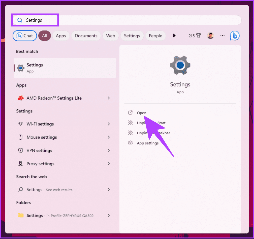 type Settings