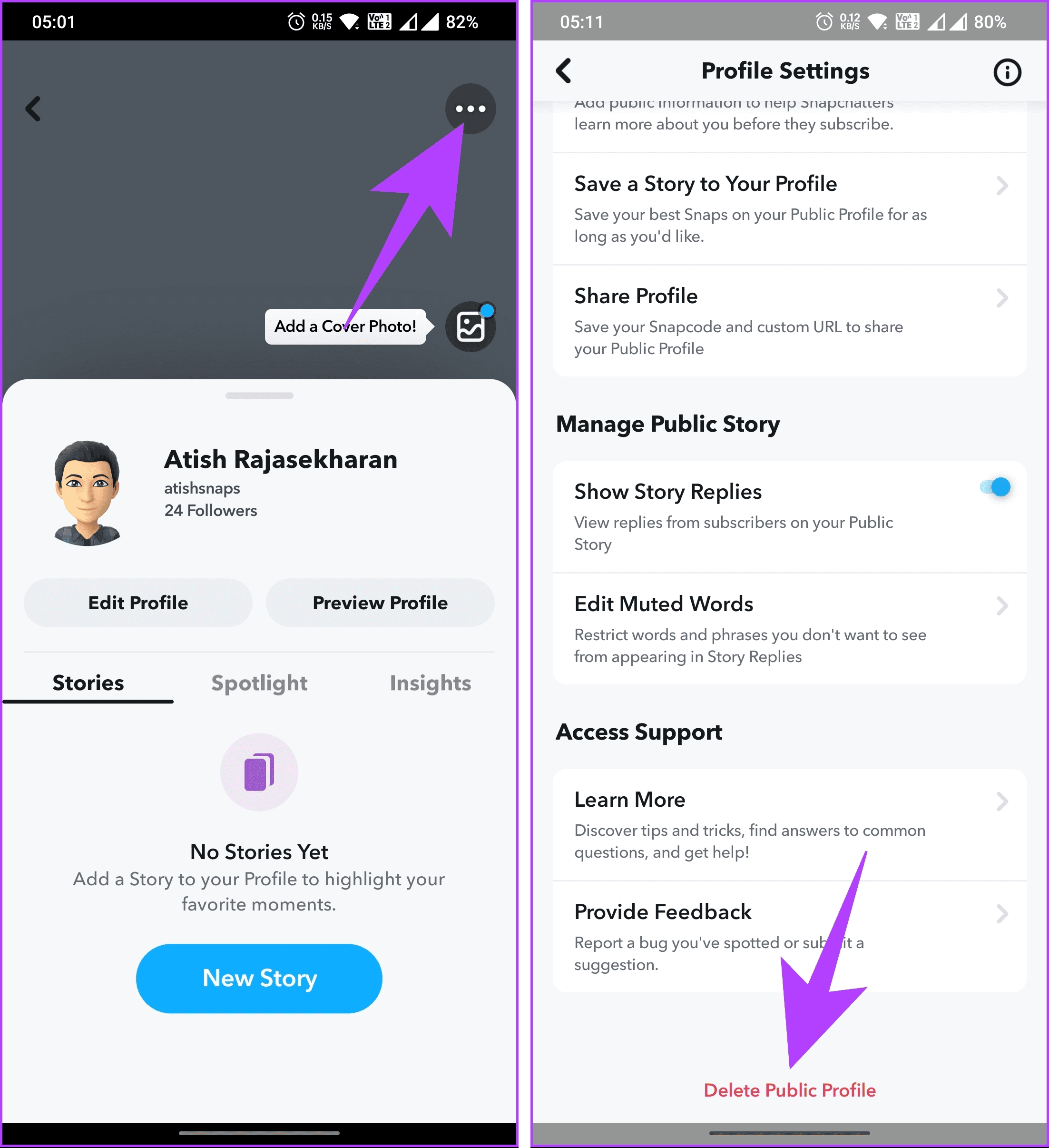 choose 'Delete Public Profile'