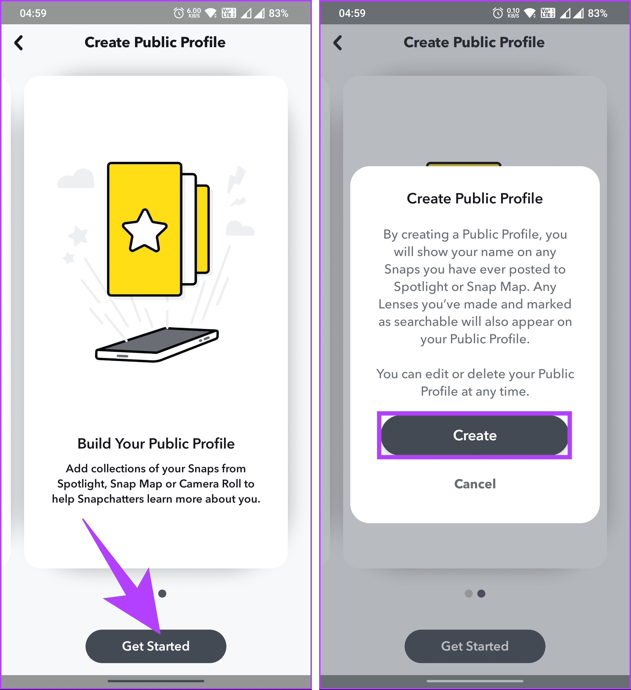 tap Create