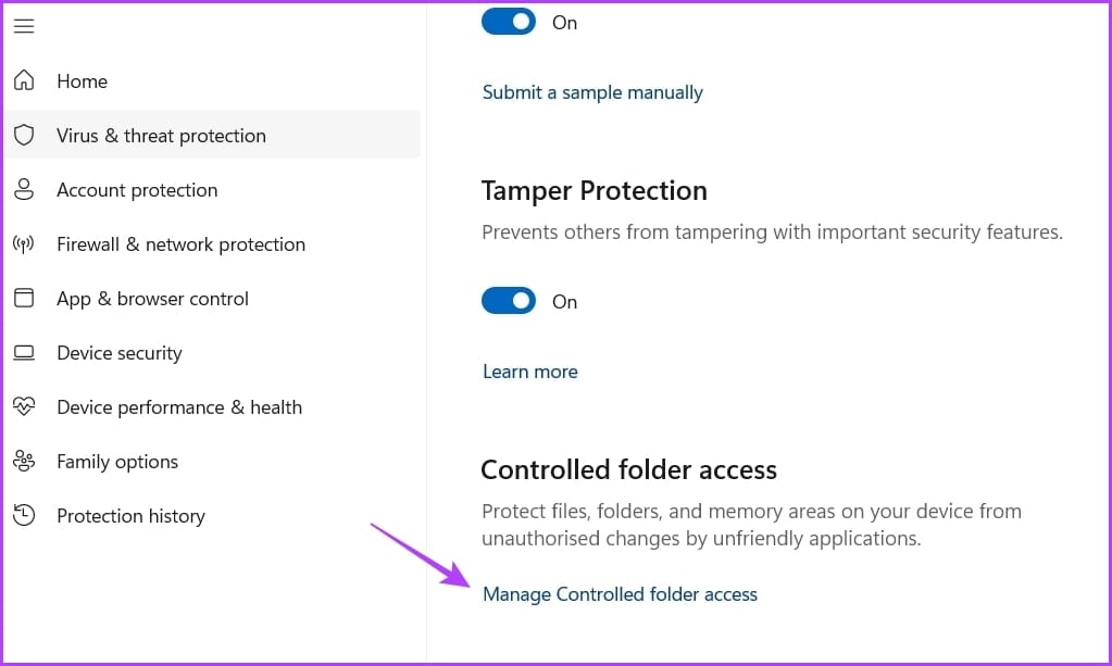 Manage Controlled folder access in Windows Security