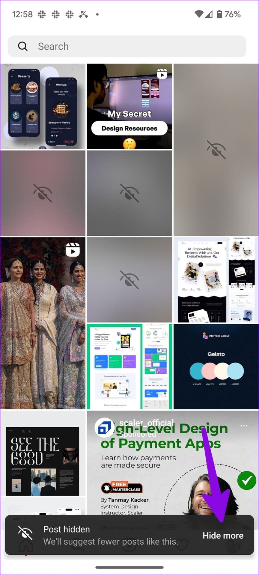 hide more posts in Instagram