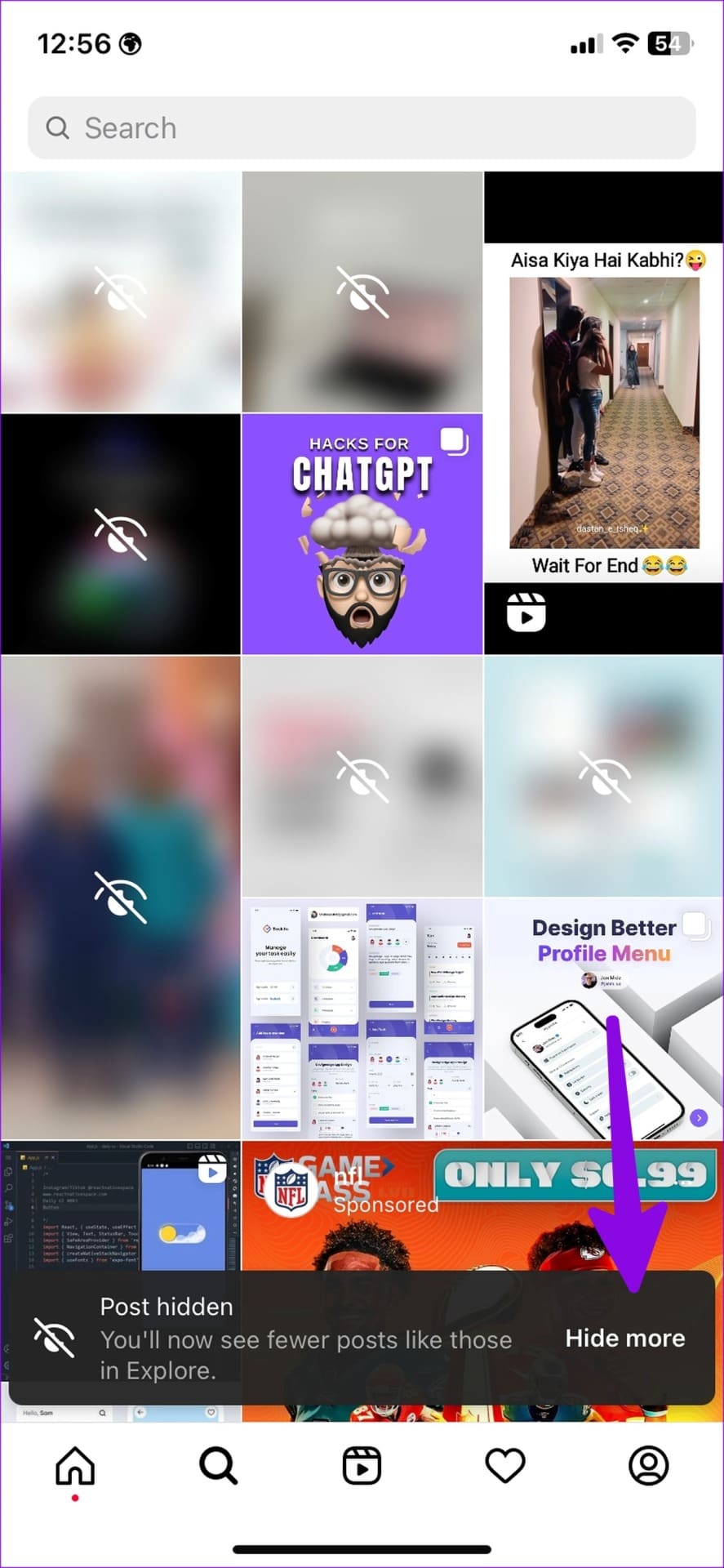 hide more in Instagram