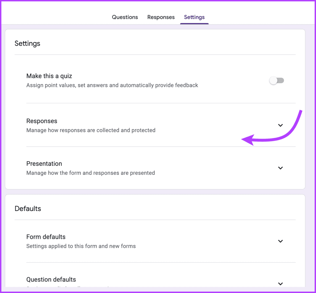 Tap Settings tab