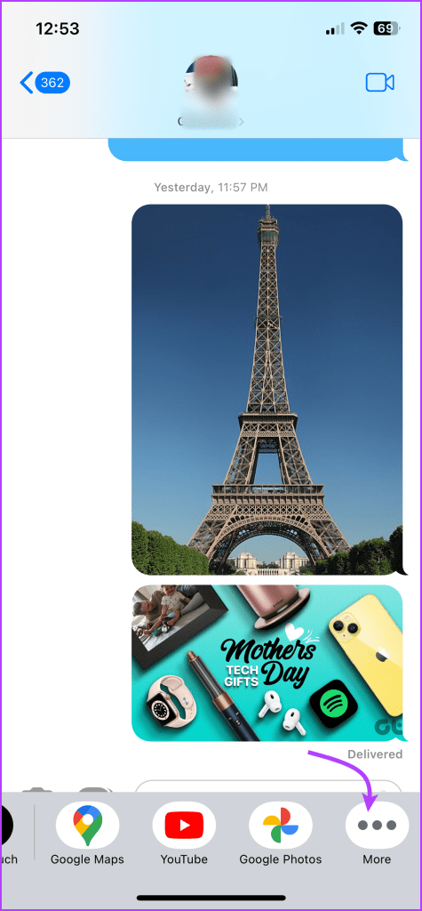 Tap more to access the app drawer