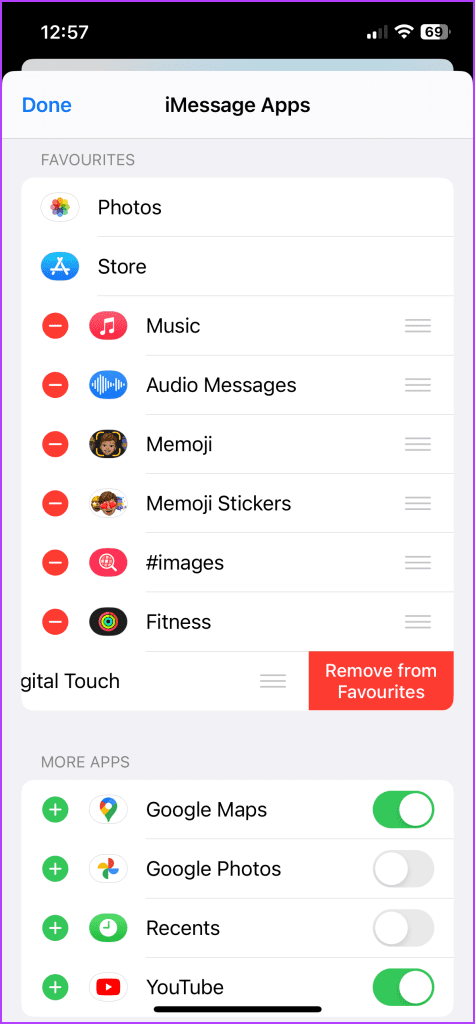 Tap Remove from Favorites