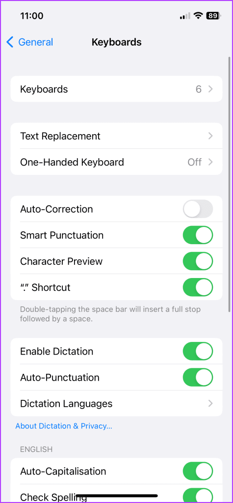 Toggle on/off settings 