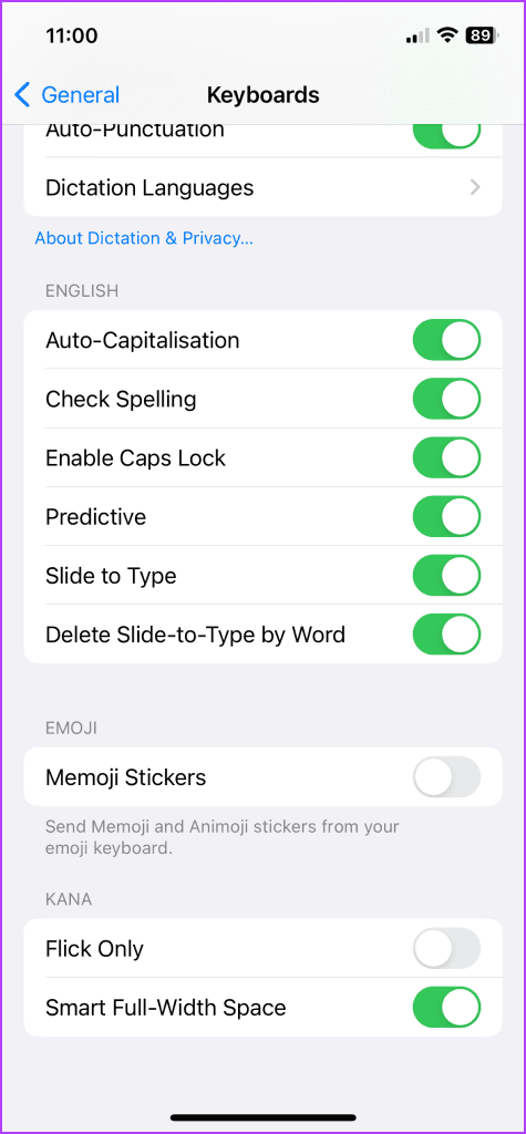 Enable/disable keyboard Settings 