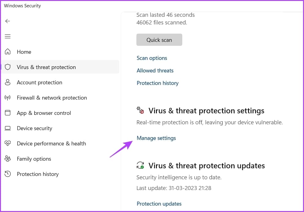 Manage settings in Windows Security