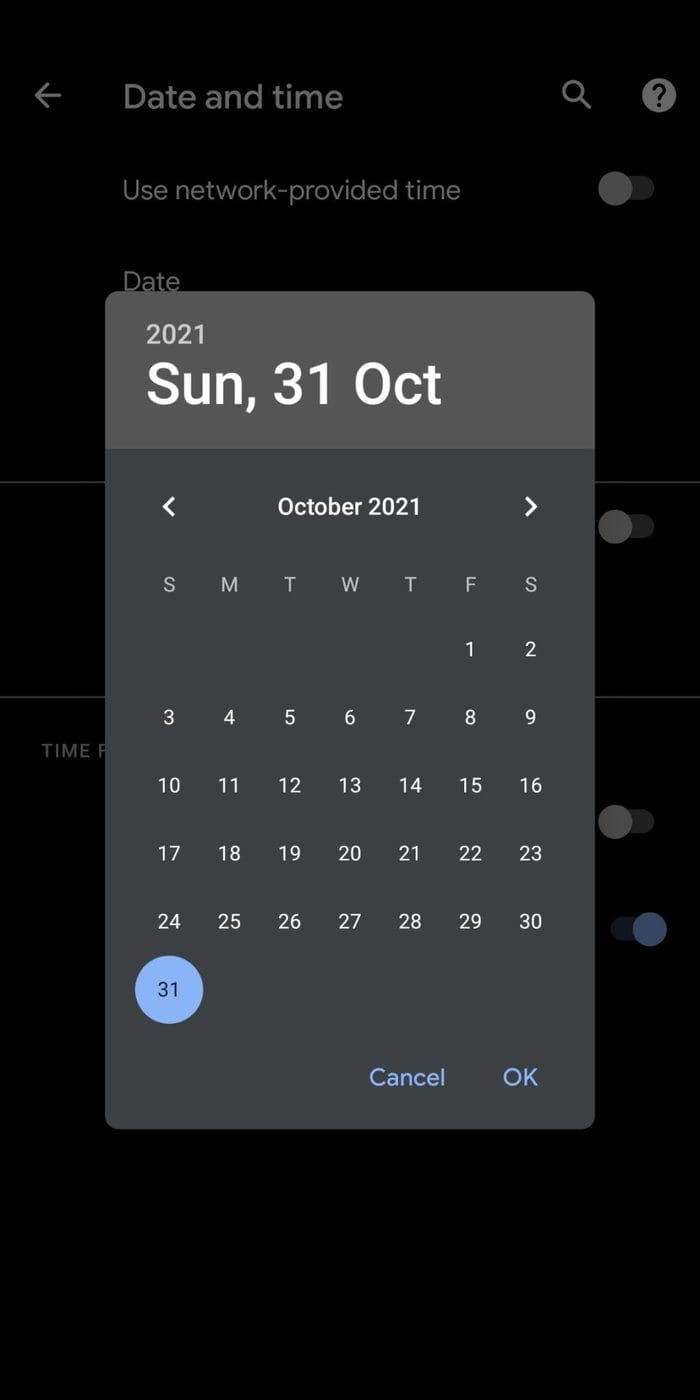 Manually Set Date on Android