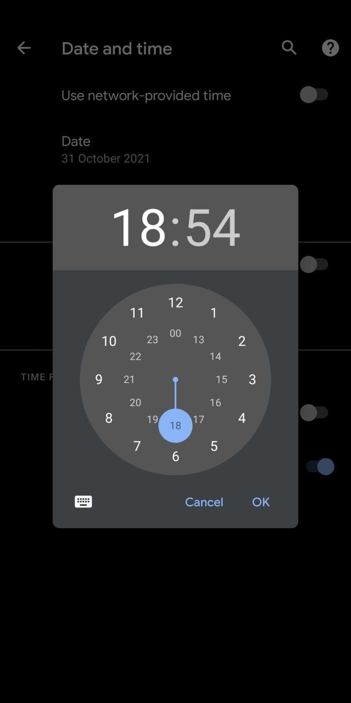 Manually Set Time on Android