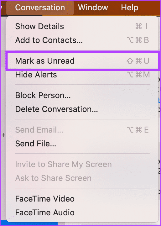 Select conversation and then Mark as Unread