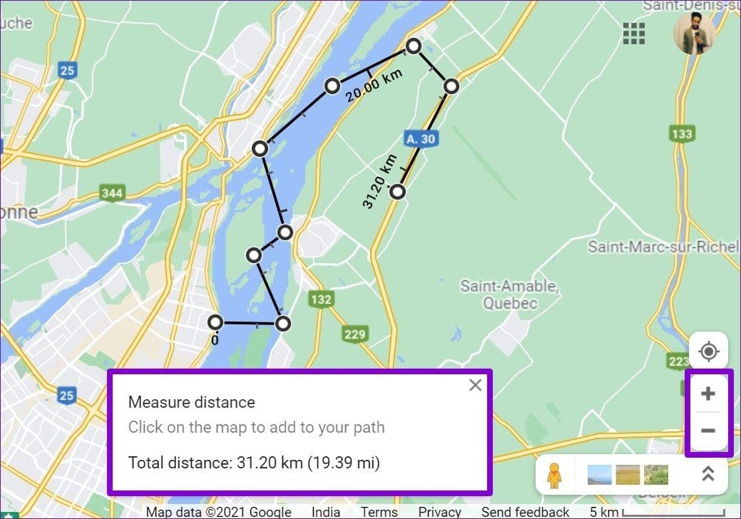 Measure Route in Google Docs
