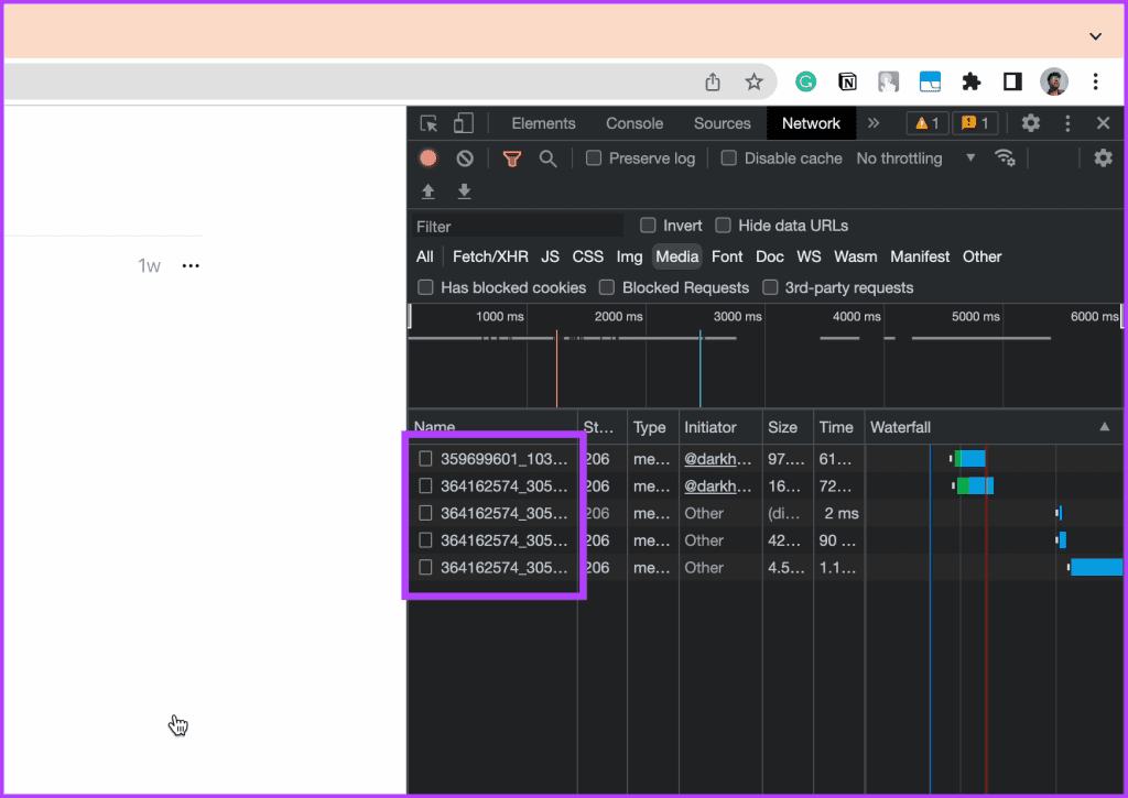 Media Files in Inspect Element Panel on Chrome