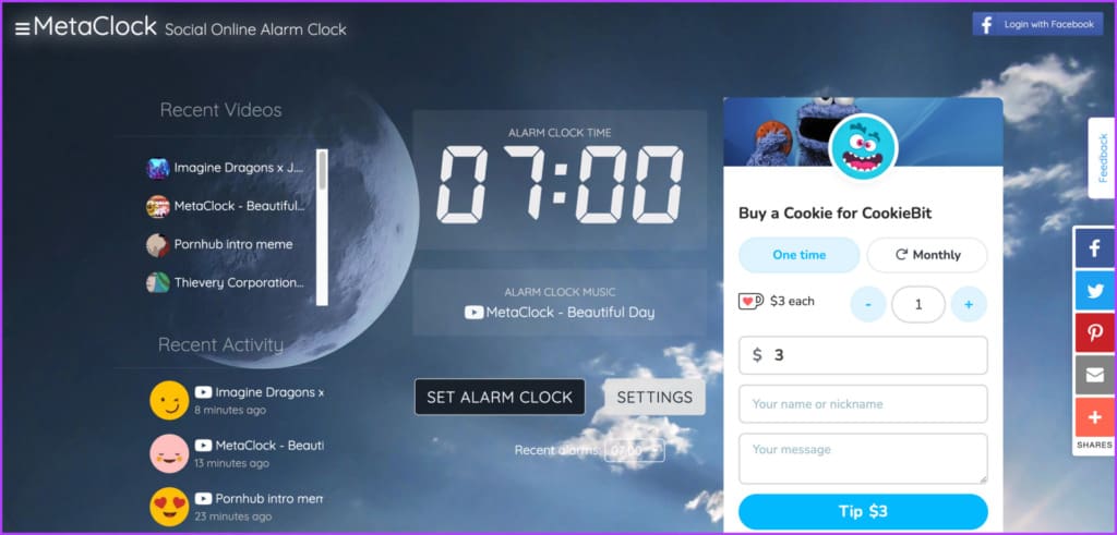MetaClock Facebook companion