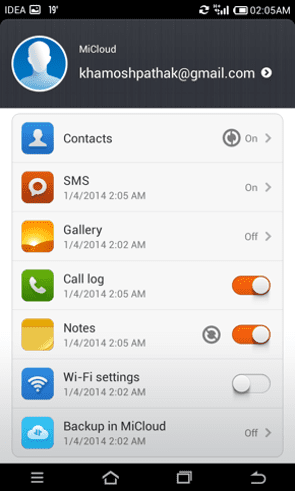 Mi Cloud Settings
