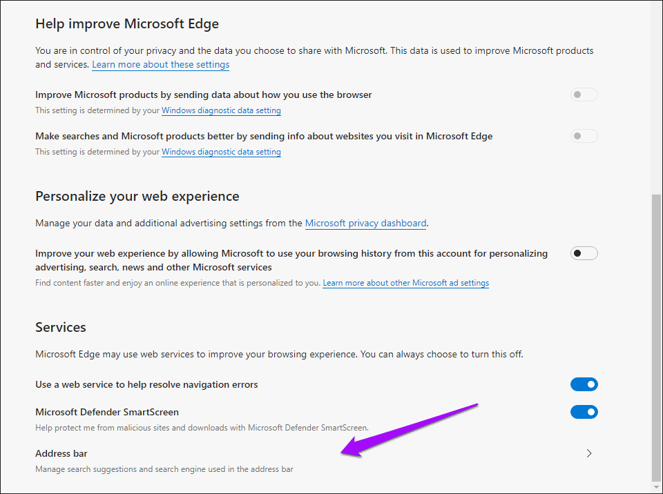 Microsoft Edge Chromium Change Search Engine 3