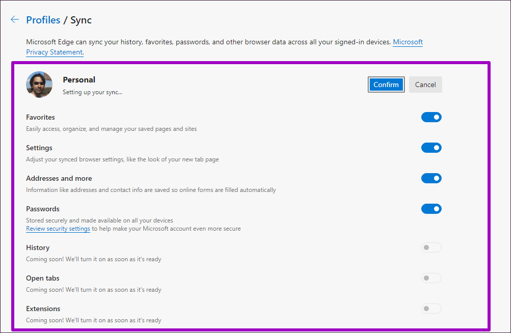 Microsoft Edge Chromium Sync Passwords Bookmarks Extensions 6