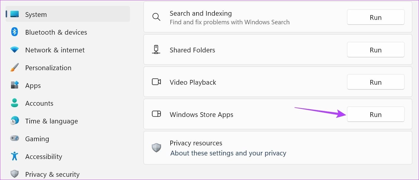 Go to Windows Store Apps & click on Run