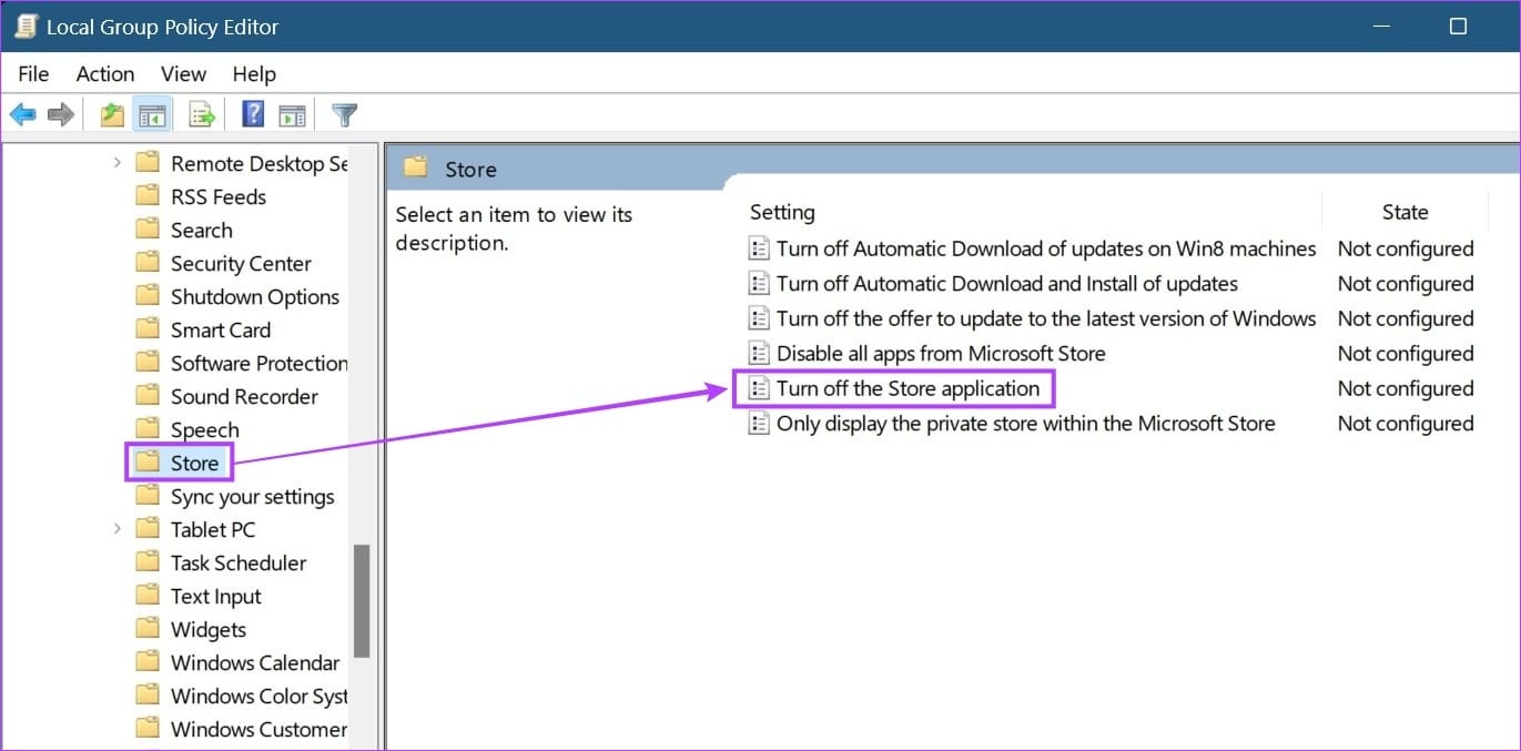 Click on Store & open settings