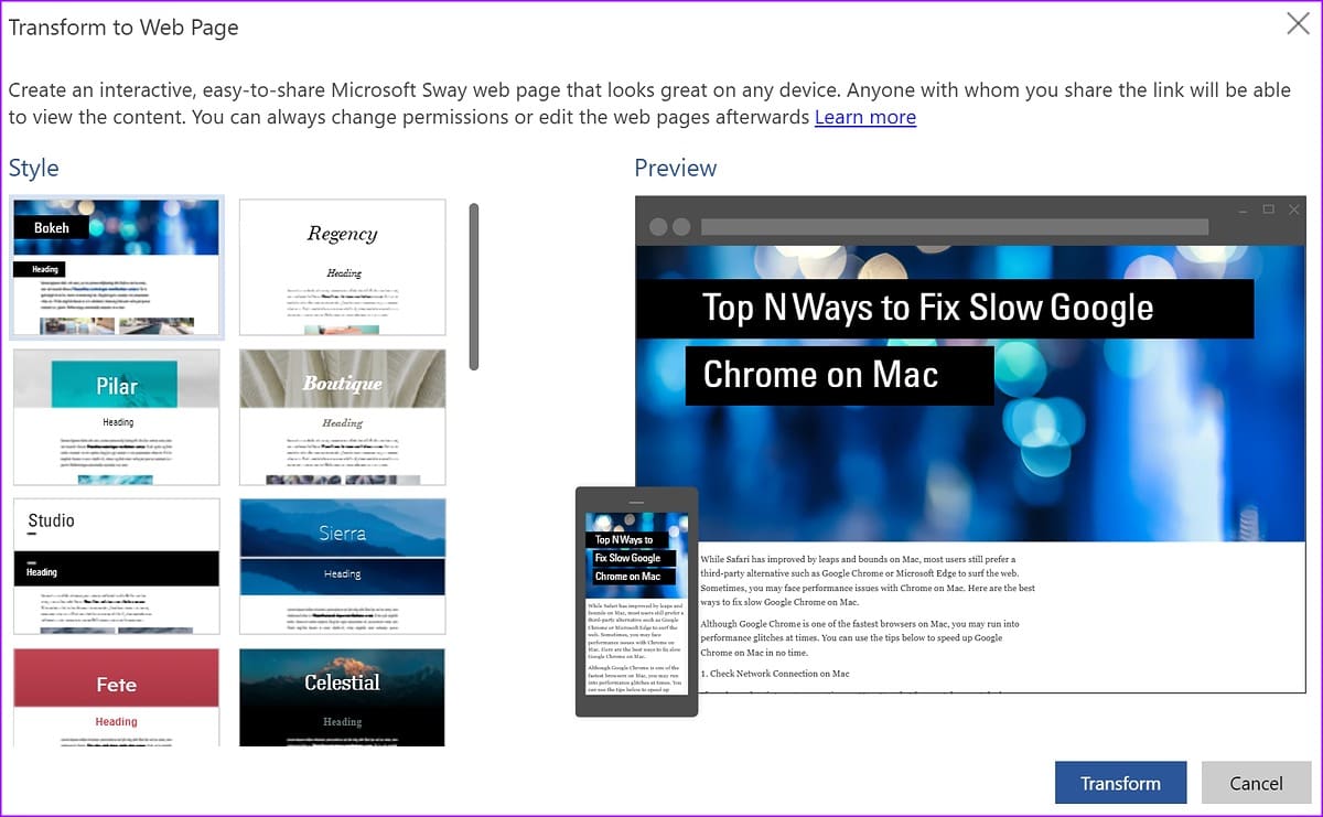 Microsoft Word publish to Web