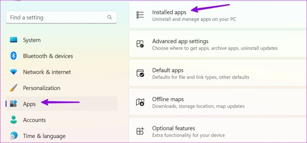 installed apps on windows