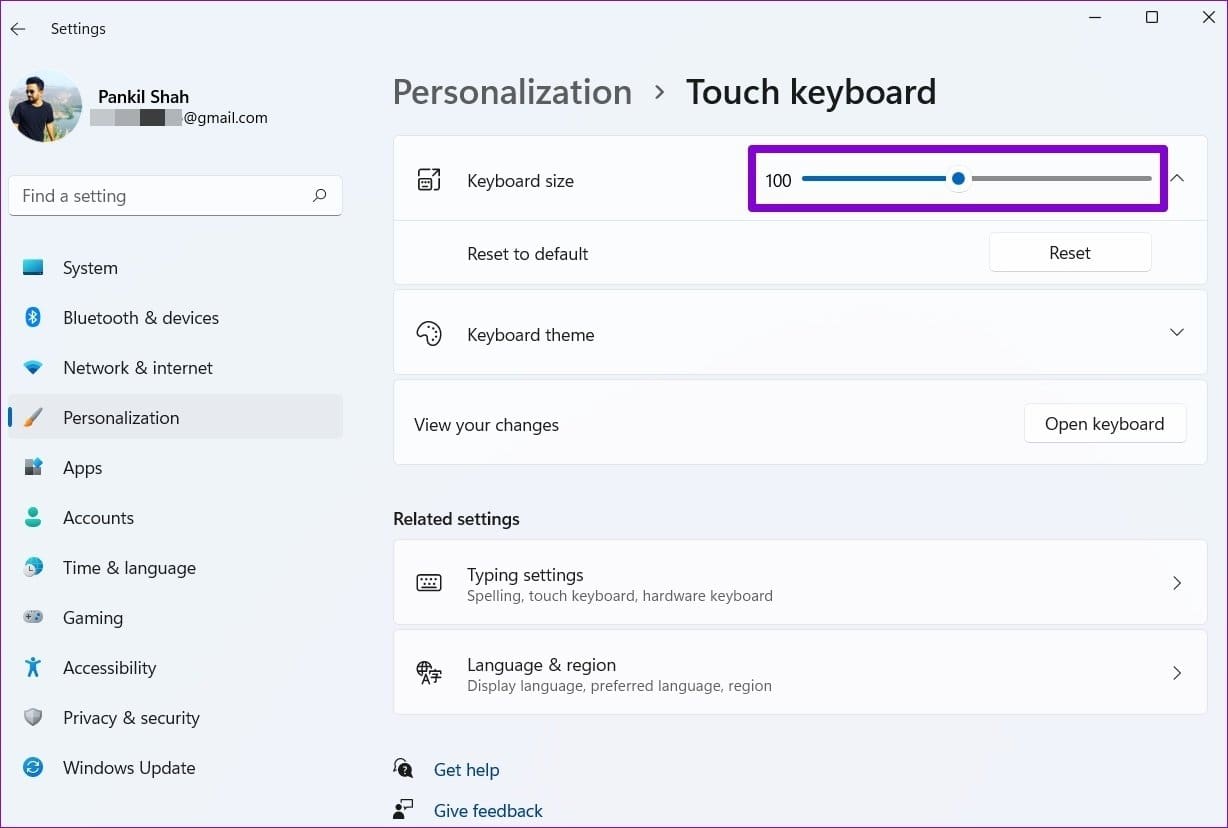 Modify Size of On Screen Keyboard on Windwos 11